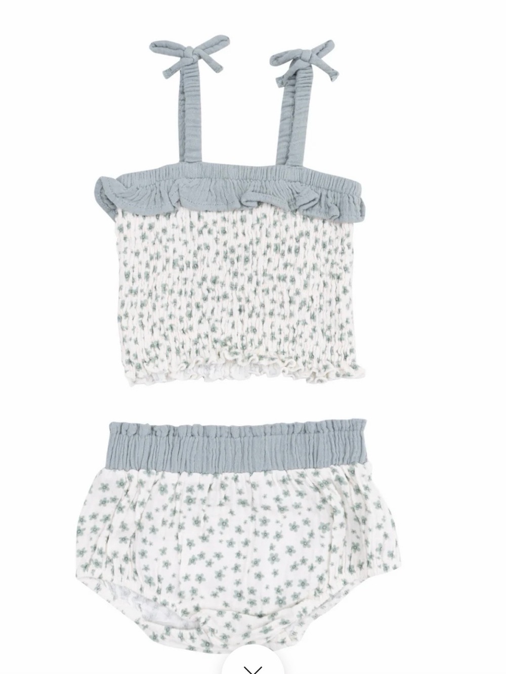 Angel Dear Cream & Sage Floral Smocked Tank and Bloomers Organic Cotton 18-24 mo